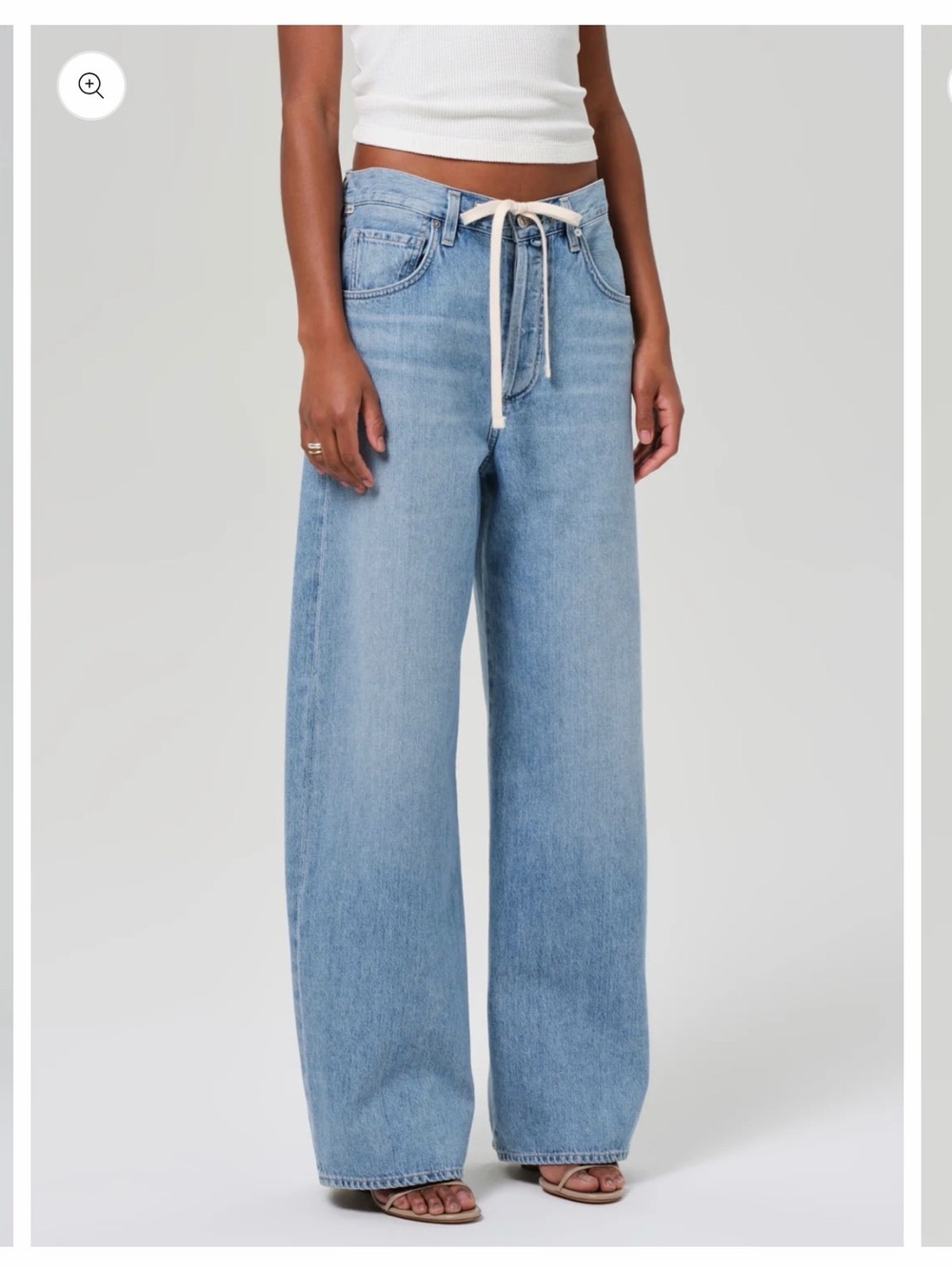 Citizens of Humanity Light Blue Wide-Leg Bryn Jeans - drawstring